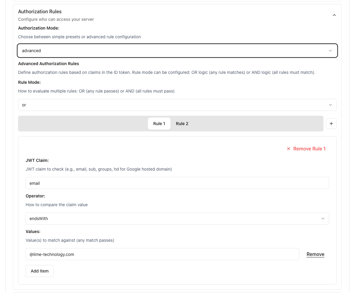 Konfiguration von Autorisierungsregeln